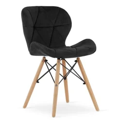 Valora Fåtöljer>WAKO sammetsfåtölj svart modern design för vardagsrum x4