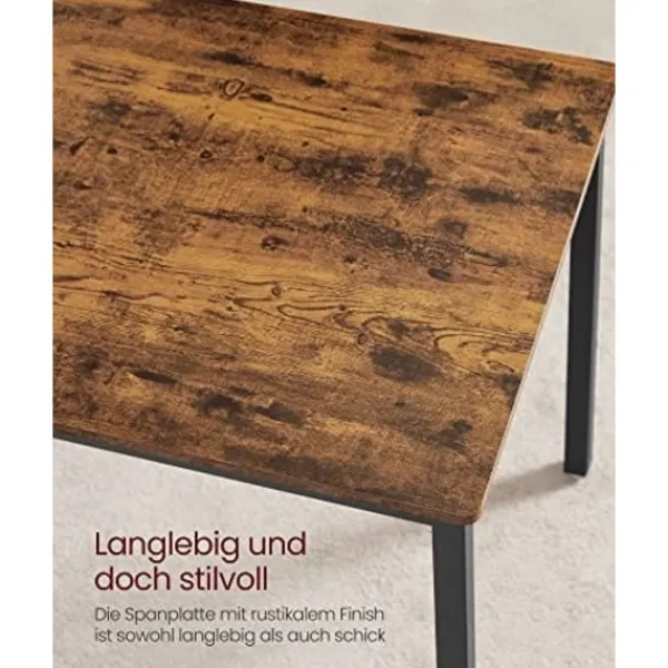 Pavil Matgrupper>Vasagle matbord med 2 bänkar, 3 stycken set, köksbord, rustik brun och svart