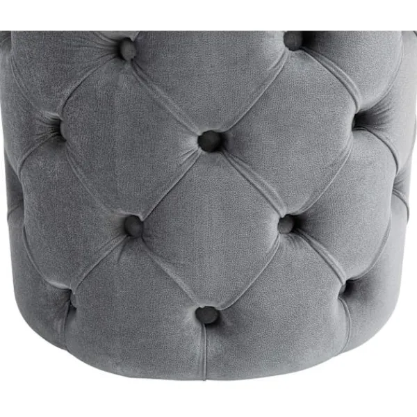BellaFurn Sittpuffar>Velvet Pouf Chesterfield - fotpall, fotpall - Elegant & lätt att rengöra, grå, M