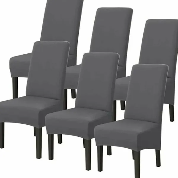 Stolar>Överdimensionerade matstolsöverdrag, stretchiga, grå, 6-pack, stolsöverdrag med hög rygg för moderna stolar, bröllop, vardagsrum