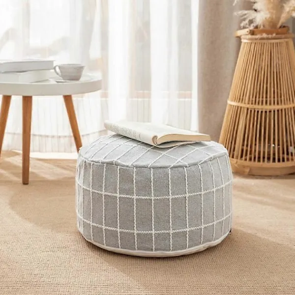 Sittpuffar>Överdrag för ottoman puff, sittkub för golvkudde, dekorativ puff för sovrum och barnrum, beige pufföverdrag för heminredning