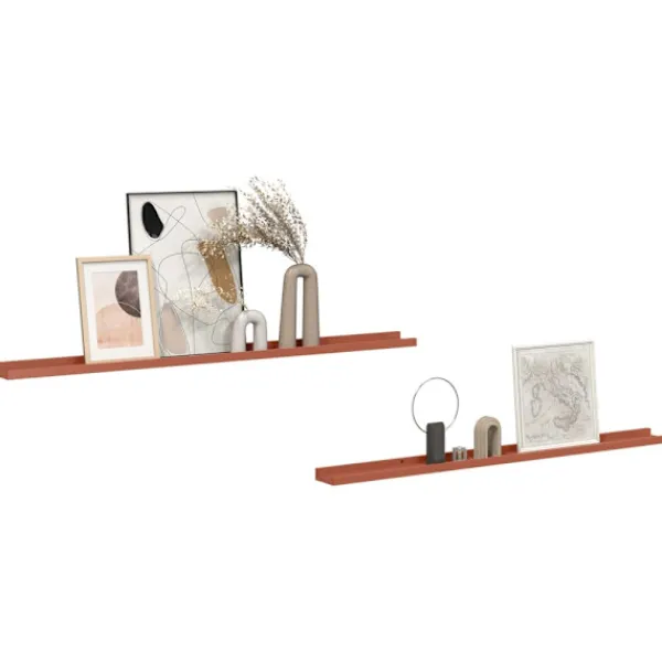 vidaXL Hyllor>Vägg hylla med hylla 2 pcs Röd 115 x 9 x 3 cm Konstruerat trä