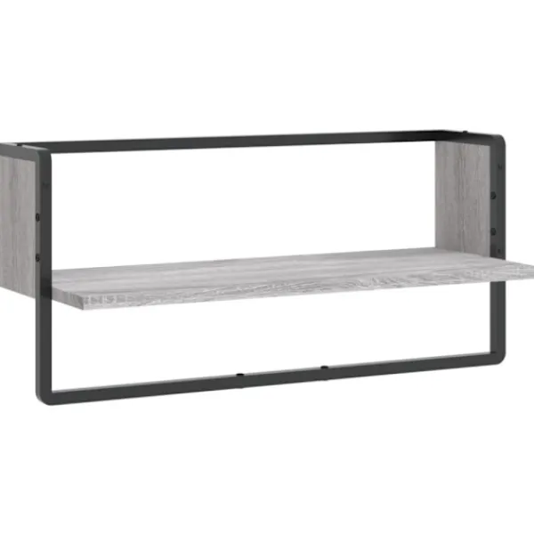 vidaXL Hyllor>Vägghylla med stång grå sonoma 65x25x30 cm