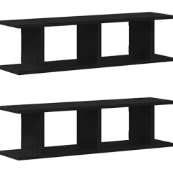 vidaXL Hyllor>Vägghyllor 2 st svart ek 75x18x20 cm konstruerat trä