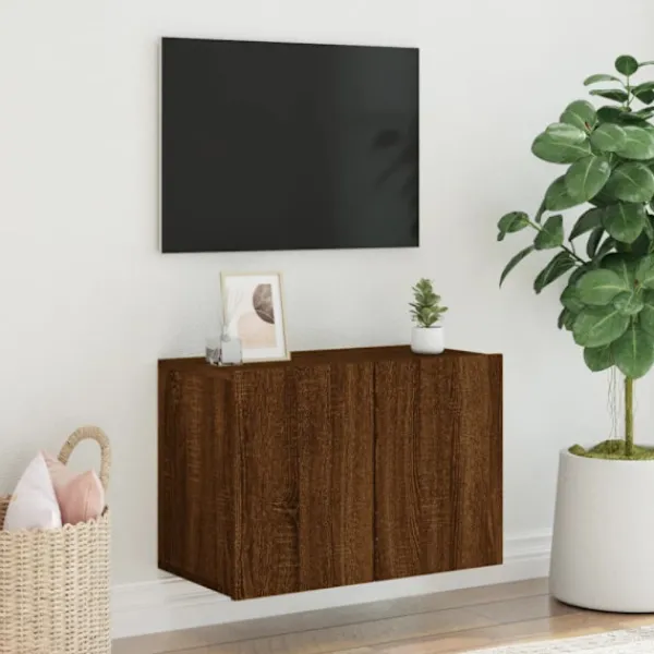 vidaXL Tv-Bänkar>Väggmonterad tv-bänk brun ek 60x30x41 cm