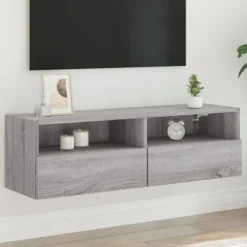 vidaXL Tv-Bänkar>Väggmonterad tv-bänk grå sonoma 100x30x30 cm konstruerat trä
