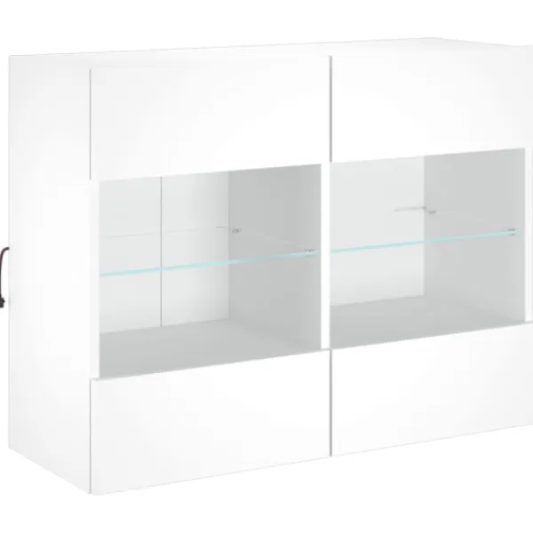 vidaXL Tv-Bänkar>Väggmonterad tv-bänk LED vit 78,5x30x60,5 cm