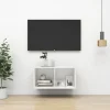 vidaXL Tv-Bänkar>Väggmonterad tv-bänk vit 37x37x72 cm konstruerat trä