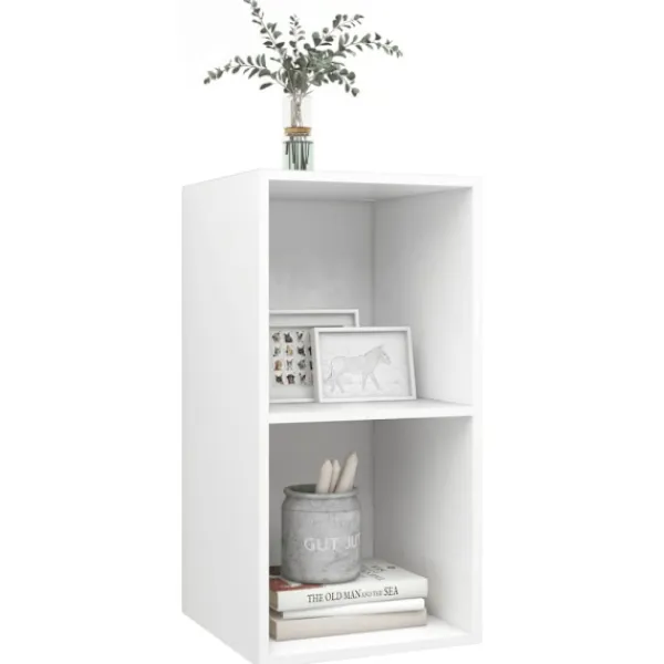 vidaXL Tv-Bänkar>Väggmonterad tv-bänk vit 37x37x72 cm konstruerat trä