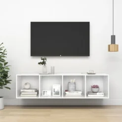 vidaXL Tv-Bänkar>Väggmonterad tv-bänk vit 37x37x142,5 cm konstruerat trä