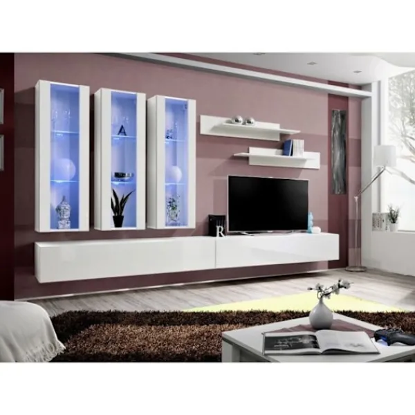 AUCUNE Tv-Bänkar>Väggmonterad TV-möbel - Fly III - 320 cm x 190 cm x 40 cm - Vit