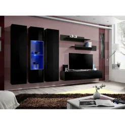 AUCUNE Tv-Bänkar>Väggmonterad TV-möbel - Fly IV - 310 cm x 190 cm x 40 cm - Svart