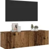 vidaXL Tv-Bänkar>Väggmonterad tv-skåp åldrat trä 100x30x30 cm konstruerat trä