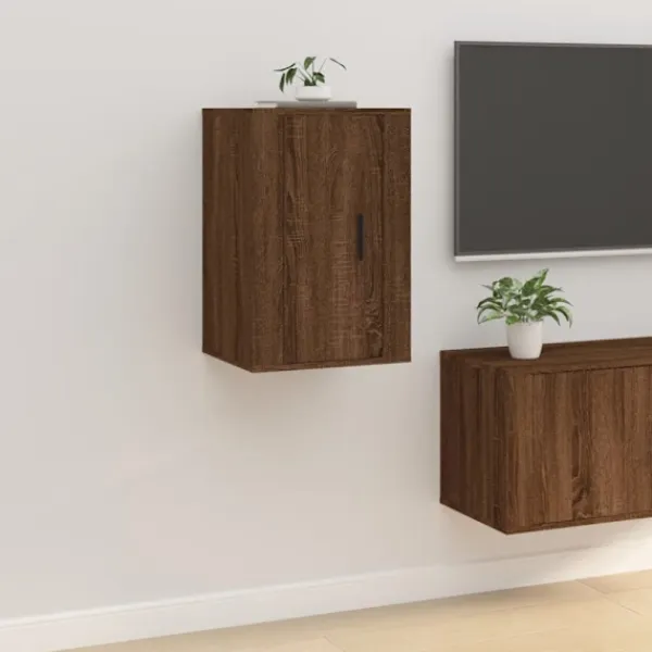vidaXL Tv-Bänkar>Väggmonterade tv-skåp 2 st Brun ek 40x34,5x60cm