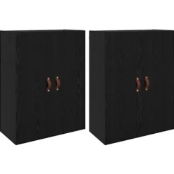 vidaXL Skåp>Väggmonterat skåp Väggmonterad 2 pcs Svart Ek 69,5 x 34 x 90 cm