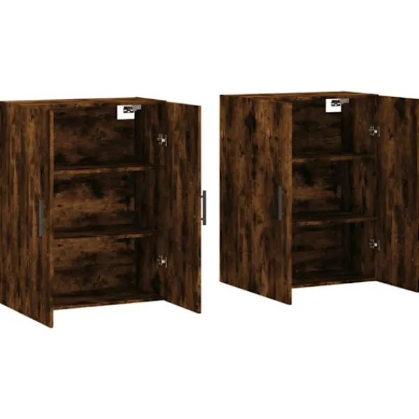 vidaXL Skåp>Väggskåp 2 st rökfärgad ek 69,5x34x90 cm