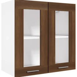 vidaXL Skåp>Väggskåp glas “Lyon” brun ek 60x31x60 cm konstruerat trä