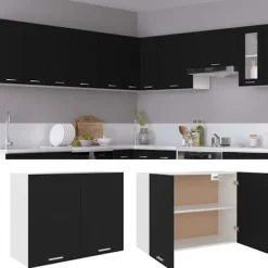 vidaXL Skåp>Väggskåp “Lyon” svart 80x31x60 cm konstruerat trä