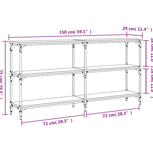 vidaXL Hyllor>Avlastningsbord sonoma 150x29x75 cm konstruerat trä