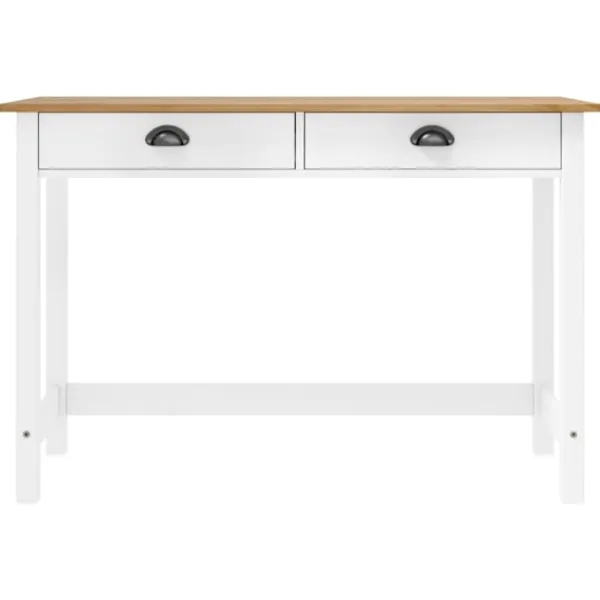 vidaXL Kontorsmöbler>Avlastningsbord Hill med 2 lådor 110x45x74 cm massiv furu