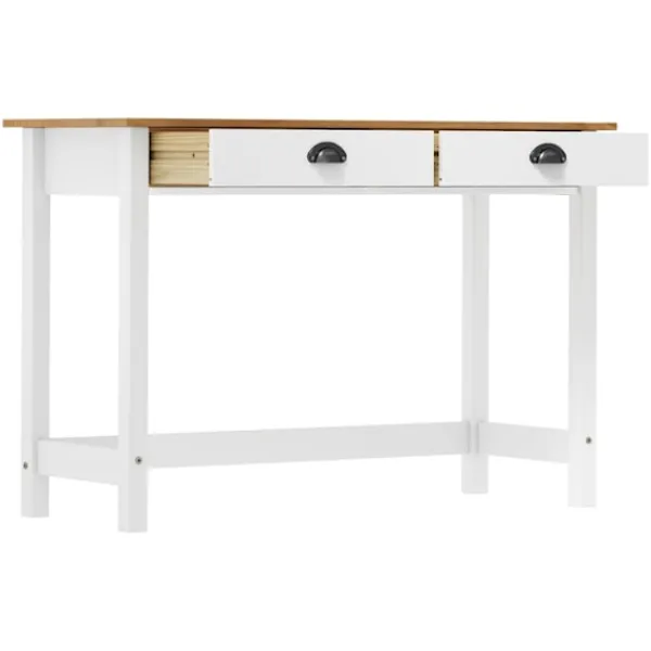vidaXL Kontorsmöbler>Avlastningsbord Hill med 2 lådor 110x45x74 cm massiv furu