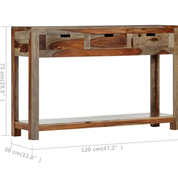 vidaXL Sideboards>Avlastningsbord med 3 lådor 120x30x75 cm massivt sheshamträ
