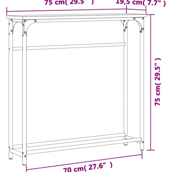 vidaXL Småbord>Avlastningsbord sonoma-ek 75x19,5x75 cm konstruerat trä