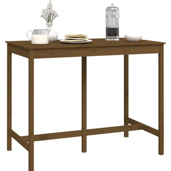 vidaXL Balkongmöbler>Barbord honungs 140x80x110 cm massivt furuträ