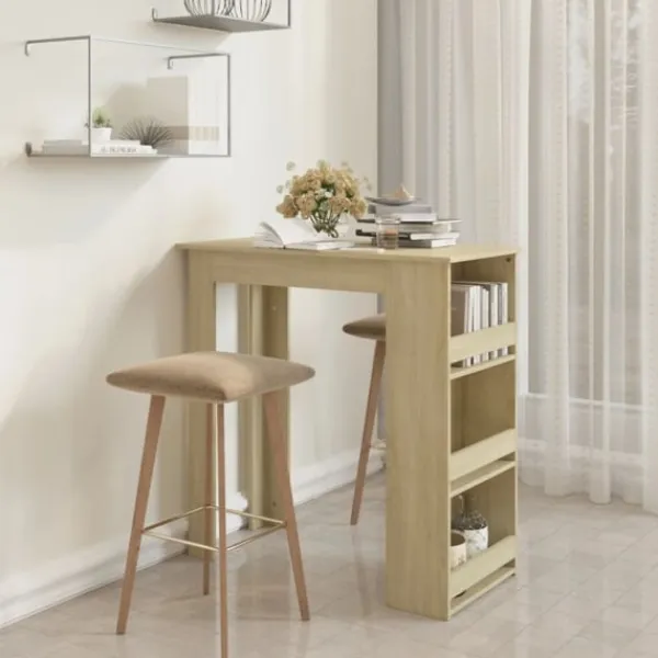 vidaXL Köksö>Barbord med förvaringshyllor sonoma-ek 102x50x103,5 cm