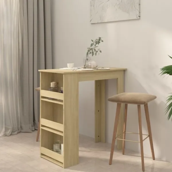 vidaXL Köksö>Barbord med förvaringshyllor sonoma-ek 102x50x103,5 cm