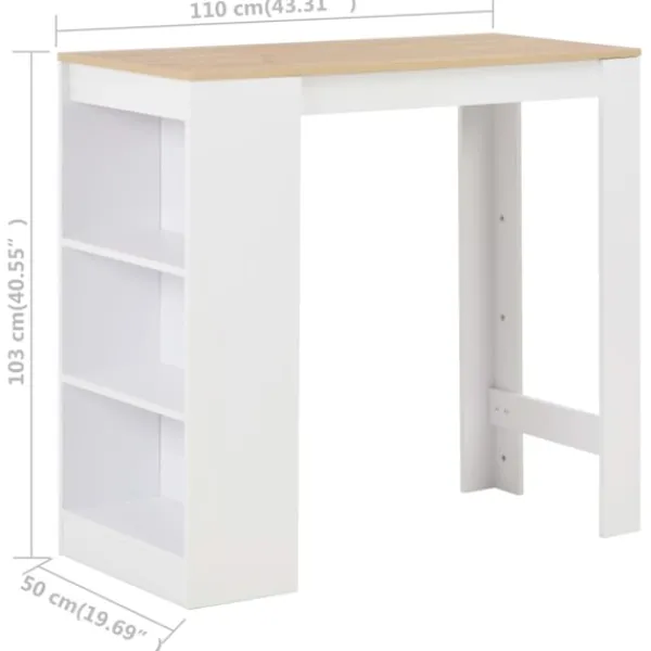 vidaXL Matbord>Barbord med hylla 110x50x103 cm
