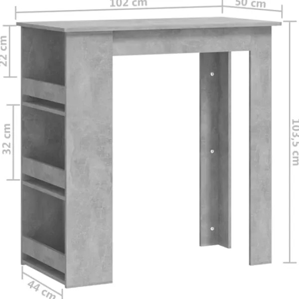 vidaXL Köksö>Barbord med hyllor betong 102x50x103,5 cm konstruerat trä