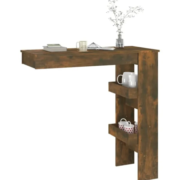 vidaXL Matbord>Barbord väggmonterat rökfärgad 102x45x103,5 cm konstruerat trä