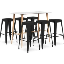 vidaXL Matgrupper>Bargrupp 7 delar och svart