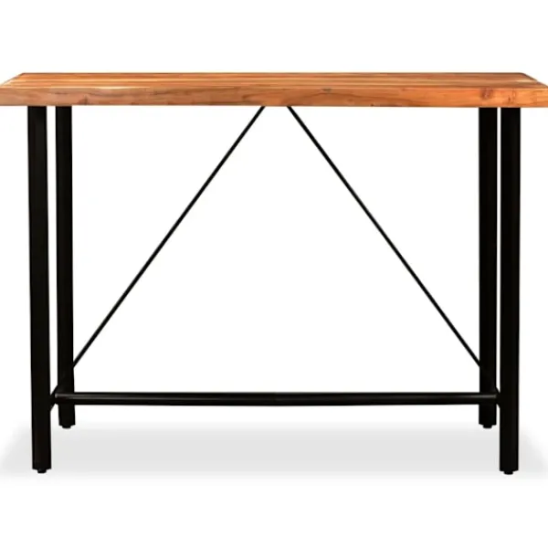 vidaXL Matgrupper>Barmöbler 7 delar massiv akacia och äkta läder