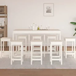 vidaXL Matgrupper>Barmöbler 9 delar massiv furu