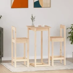 vidaXL Matgrupper>Barmöbler 3 delar massiv furu