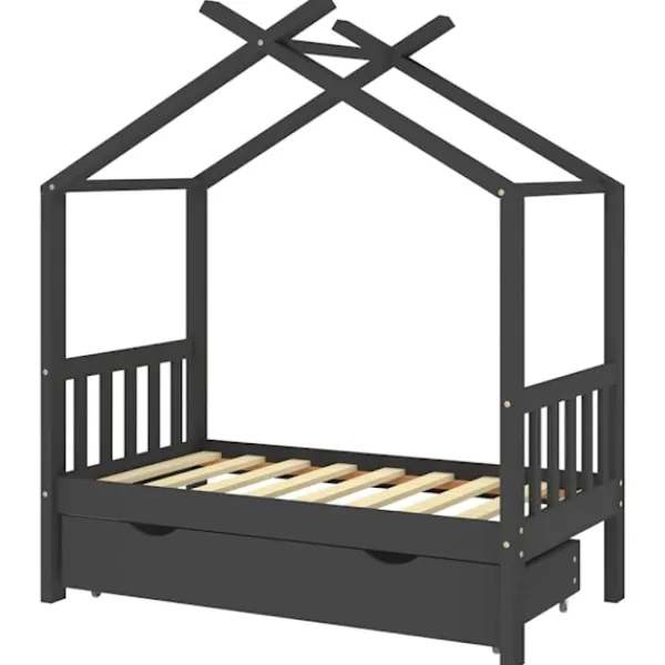 vidaXL Sängar>Barnsäng med låda mörk massiv furu 70x140 cm