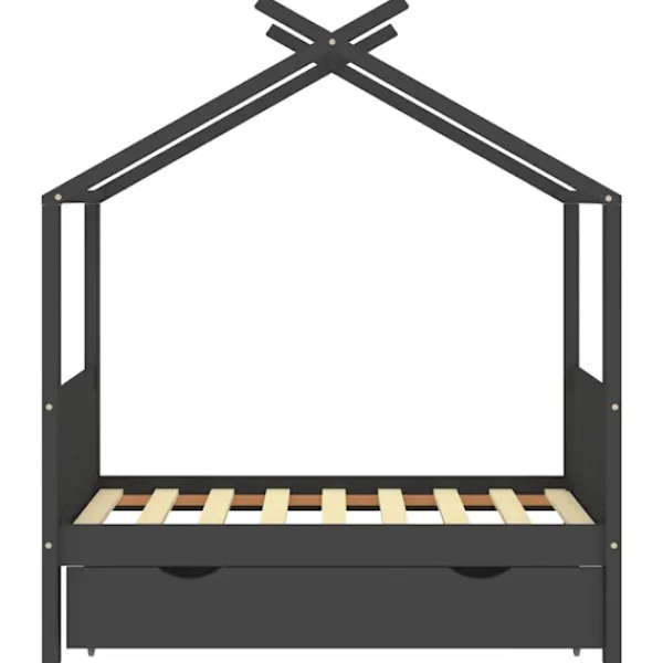 vidaXL Sängar>Barnsäng med låda mörk massiv furu 70x140 cm