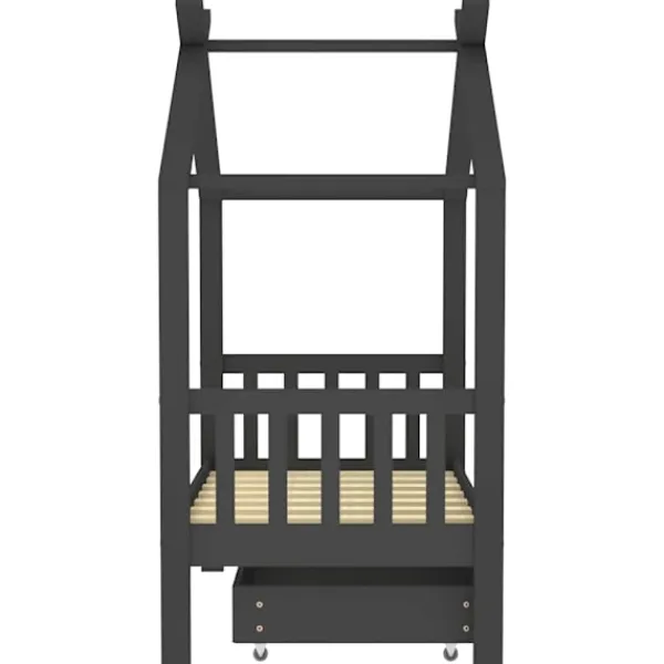 vidaXL Sängar>Barnsäng med låda mörk massiv furu 70x140 cm
