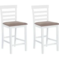 vidaXL Stolar>Barstol i trä och beige 2 st