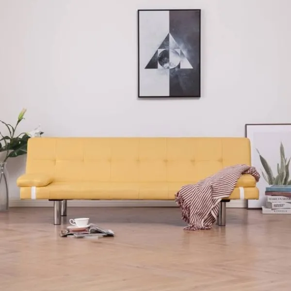 vidaXL Soffor>Bäddsoffa med två kuddar polyester
