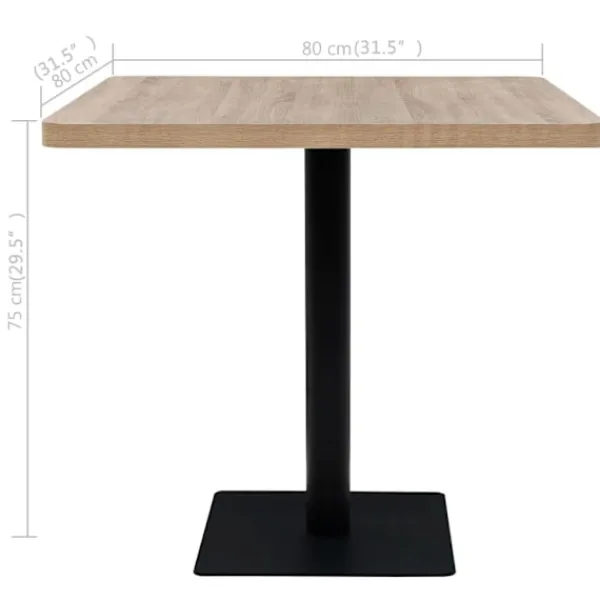 vidaXL Matgrupper>Bistrobord MDF och stål fyrkantigt 80x80x75 cm ekfärgad