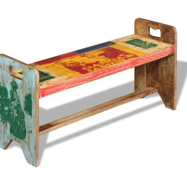 vidaXL Balkongmöbler>Bänk massivt återvunnet trä 100x30x50 cm