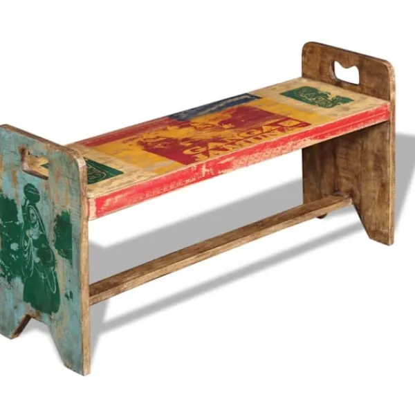 vidaXL Balkongmöbler>Bänk massivt återvunnet trä 100x30x50 cm