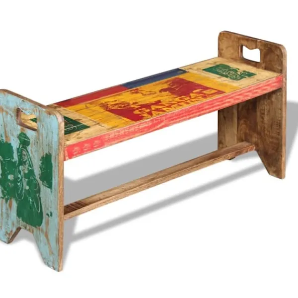 vidaXL Balkongmöbler>Bänk massivt återvunnet trä 100x30x50 cm