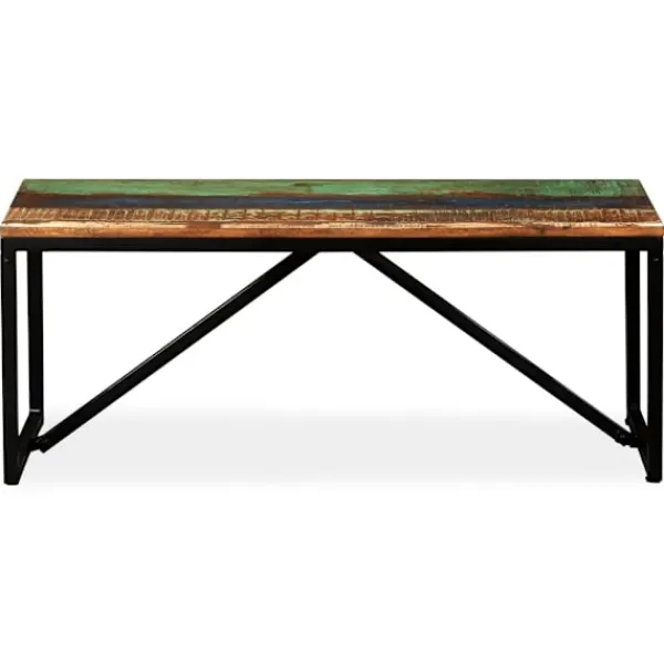 vidaXL Balkongmöbler>Bänk massivt återvunnet trä 110x35x45 cm