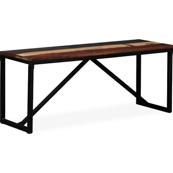 vidaXL Balkongmöbler>Bänk massivt återvunnet trä 110x35x45 cm