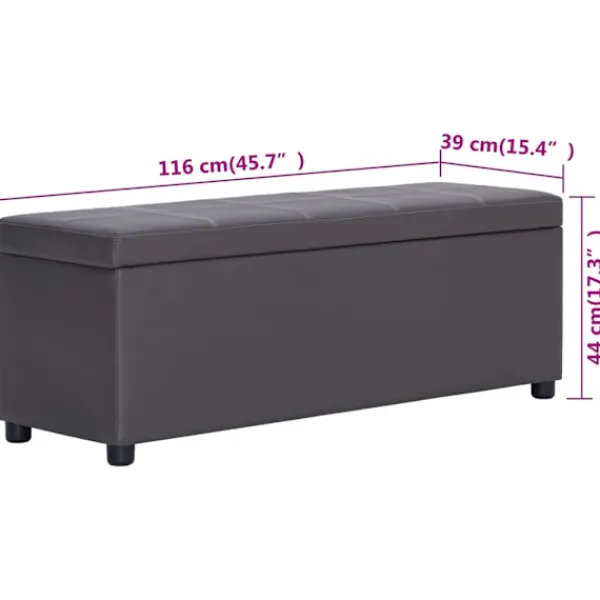 vidaXL Kistor & Koffertar>Bänk med förvaringsutrymme 116 cm konstläder
