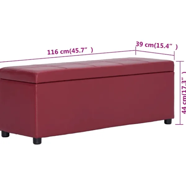 vidaXL Kistor & Koffertar>Bänk med förvaringsutrymme 116 cm vin konstläder